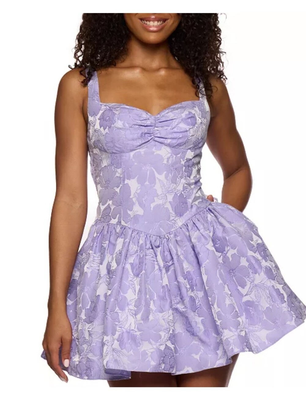 B. Darlin Floral Fit & Flare Dress Juniors 13/14 Lilac Sleeveless Party NWT $139 - Picture 1 of 12